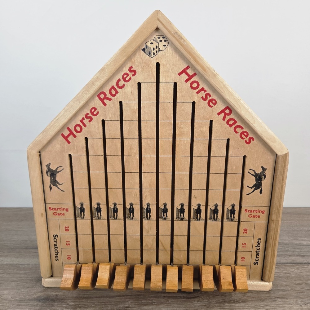 Rascal Toys Horse Races Game Hardwood Wooden Board Game Horse Races Vintage